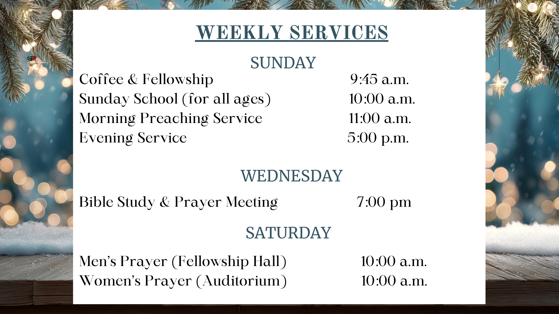 Jan Weekly Services